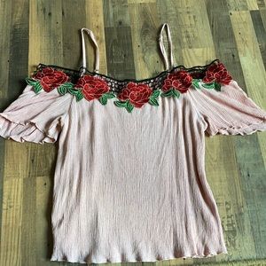 Pink off the shoulder shirt